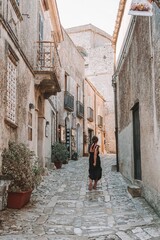 Fototapeta na wymiar Woman in Erice, Sicily