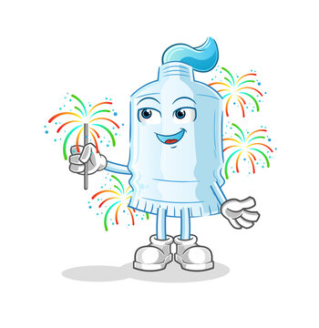 toothpaste with fireworks mascot. cartoon vector