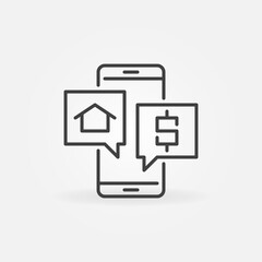Real Estate Agency Online Smartphone App outline vector icon