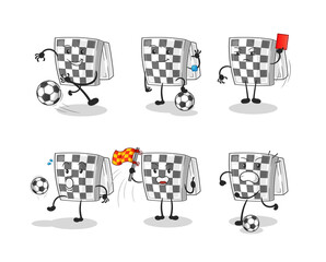 chessboard football group character. cartoon mascot vector