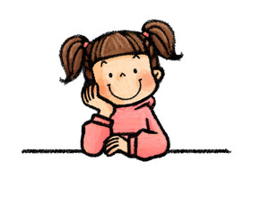 頬杖をつく女の子