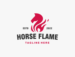 Fire horse silhouette logo template