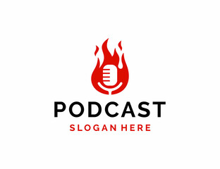 Podcast fire logo template