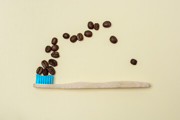 Zero waste plastic free toothbrush whit coffee beans