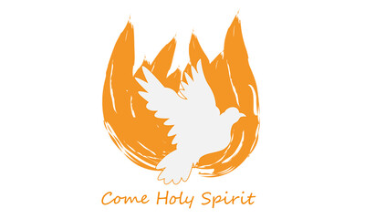 Pentecost Sunday, Come Holy Spirit, typography for print or use as poster, card, flyer or T shirt