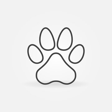 Pet Foot Paw Mark linear vector concept icon or logo