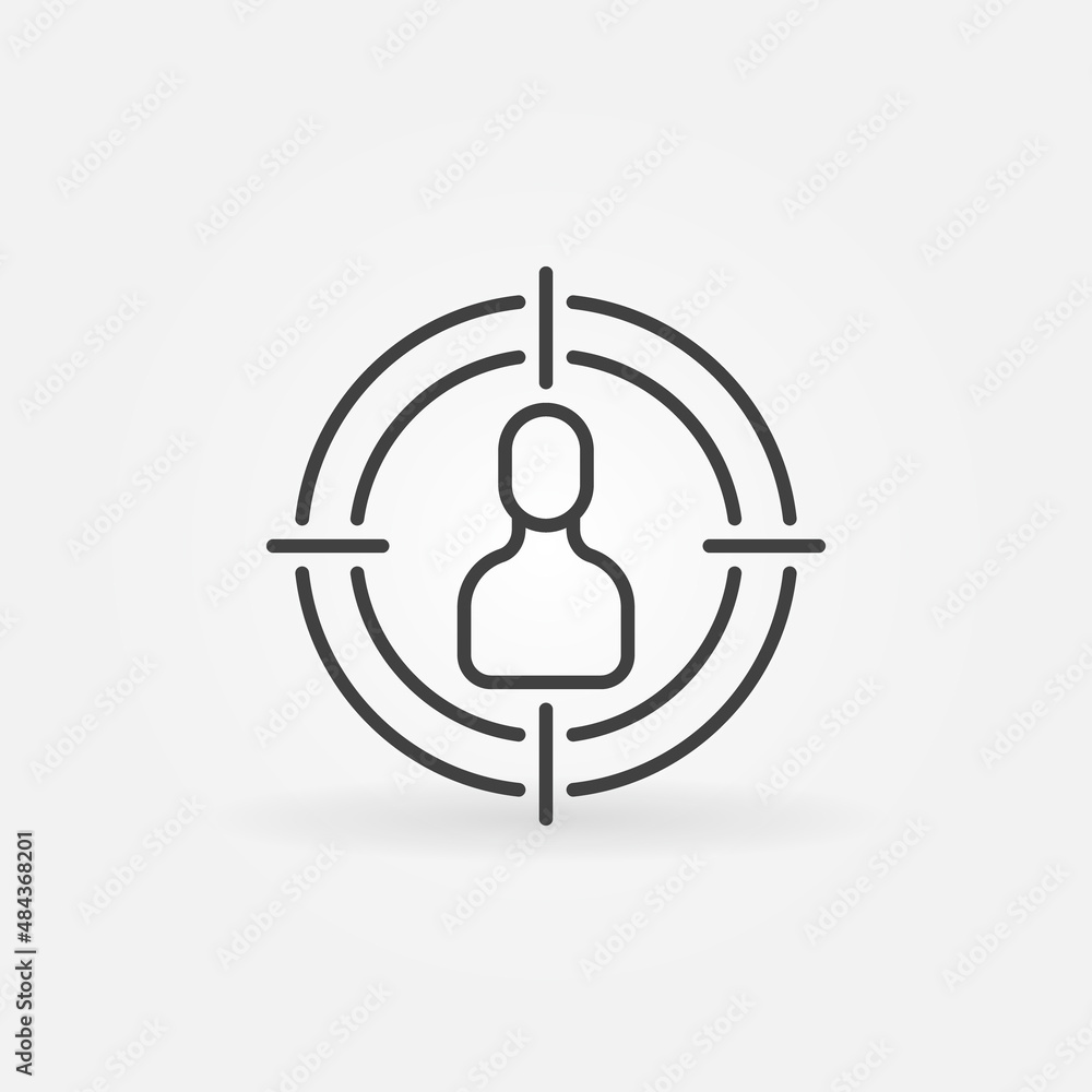 Aufkleber man in aim target outline vector target audience icon