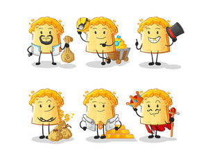 bread with honey rich group character. cartoon mascot vector
