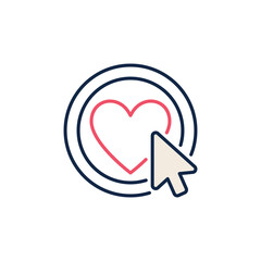 Mouse Click on Heart Button vector Like concept colored icon