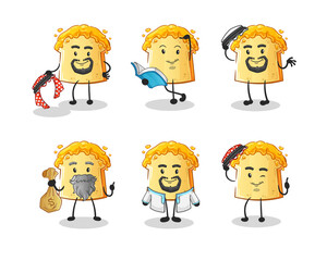 bread with honey arab character. cartoon mascot vector