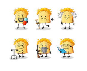 bread with honey elderly character. cartoon mascot vector