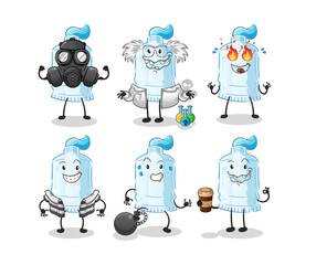 toothpaste villain group character. cartoon mascot vector