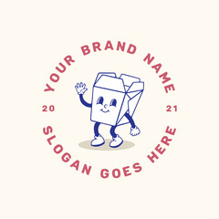 food box logo mascot character retro style