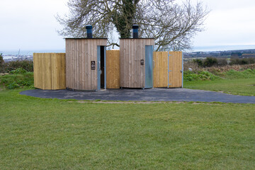 wooden eco toilets at a country park