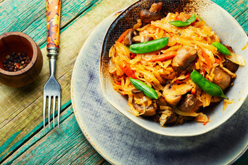 Appetizing stewed cabbage.