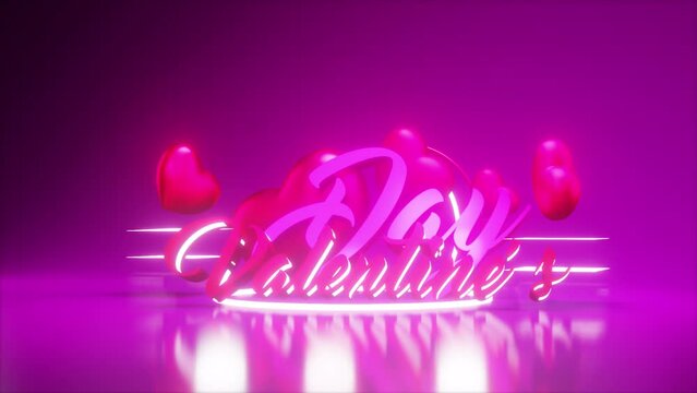 Day Valentine&acute;s Purple | Red, Pink Metallic 3d Background, 4k. Apple ProRes. Loop, hearts for Valentine's day, Valentines day.