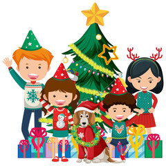 Obraz na płótnie Canvas Happy family in Christmas theme
