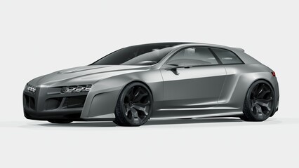 3D rendering of a brand-less generic concept car	
