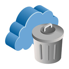 Remove Cloud - Isometric 3d illustration.