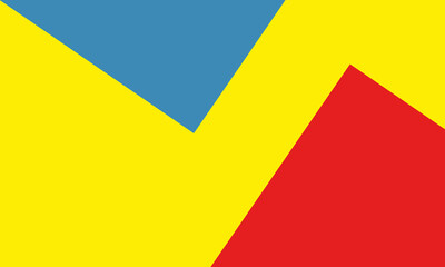 yellow background with blue and red triangles