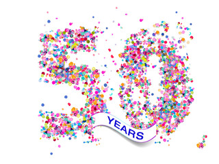 50 text years colorful confetti
