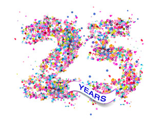 25 birthday text years colorful confetti 20 birthday text years colorful confetti anniversary