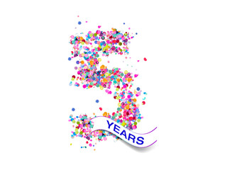 5 birthday text years colorful confetti