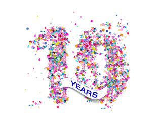 10 birthday text years colorful confetti
