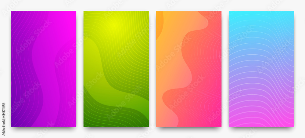 Poster modern colorful gradient background with wave lines