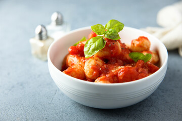 Homemade gnocchi with tomato sauce