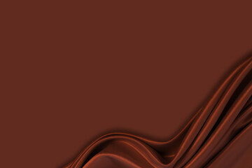 Beautiful elegant wavy dark brown satin silk luxury cloth fabric texture with monochrome background...