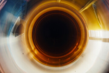 Trombone bell while zooming out blurred hole instrument brass