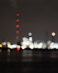 Out of focus lights of an oil refinery