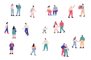 Crowd. Different People vector set. Male and female flat characters isolated on white background
