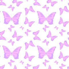 Obraz na płótnie Canvas Pink butterfly drawings seamless repeating pattern texture background design for fashion graphics, textile prints, fabrics