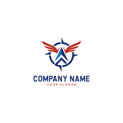 Arrow Wing Compass Vector Logo Design Template. Universal Premium Creative Symbol.
