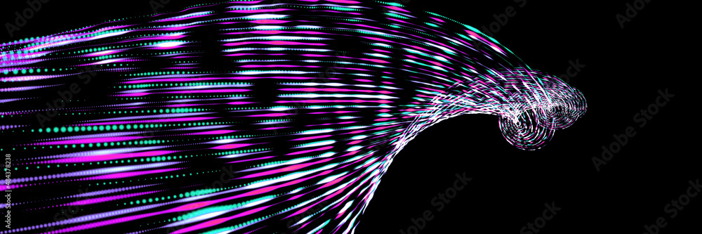 Poster abstract futuristic design. gradient abstract wave on black background