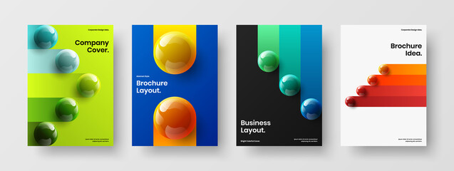 Modern realistic balls cover template set. Original corporate brochure design vector concept bundle.