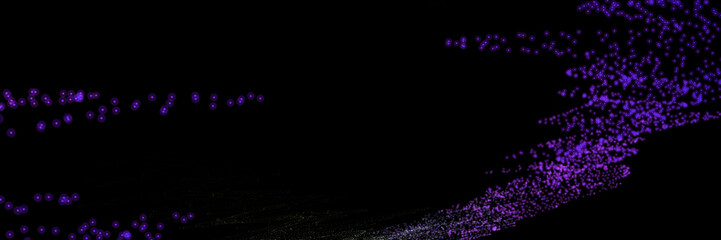 abstract long banner with glowing purple particles. 