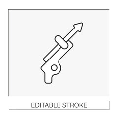 Harpoon line icon. Long spear-like harpoon for fishing, whaling, sealing. Fishing industry concept. Isolated vector illustration. Editable stroke