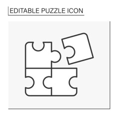  Logic line icon. Logical puzzle design. Combination of shapes of different shapes. Puzzle concept. Isolated vector illustration. Editable stroke