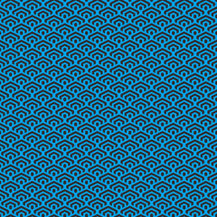 Naklejka premium colorful simple vector pixel art turquoise and black seamless pattern of minimalistic geometric scaly hexagon pattern in japanese style