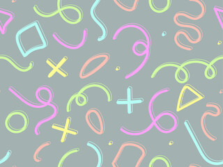 Vector hand drawn pattern. set of graphic elements isolated on grey background