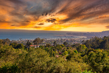 Views of Santa Barbara city from the mountains