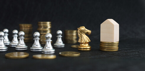 Image of chess game. Business, competition, strategy, leadership, and success concept