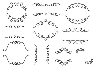 手書きの装飾フレームセット（デコボコの線）