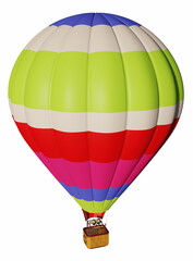 3d render, color hot air balloon, isolated white