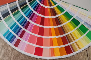 Catalog of rainbow color samples for design.