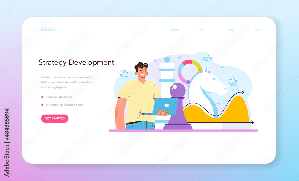 Aufkleber system analyst web banner or landing page. it technologies