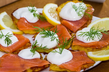 Salmon, yogurt and potatoes